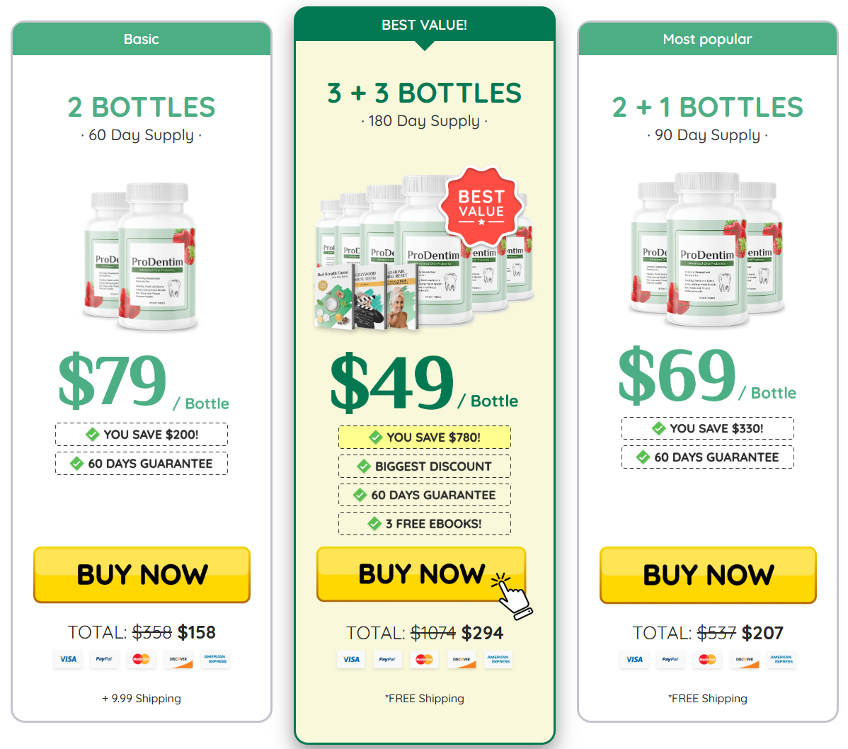 ProDentim 3 plus 3 bottle package pricing and best value option